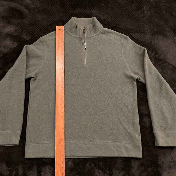 Banana Republic Waffle 1/4 Zip Pullover Sweater Green Mens Large - Picture 11 of 16